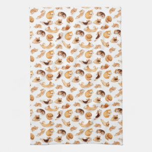 Schattigee Waterverf honden geïllustreerd patroon Theedoek