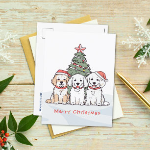 Schattigee Waterverf Honden met kerstmis Feestdagenkaart