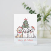 Schattigee Waterverf Honden met kerstmis Feestdagenkaart (Staand voorkant)