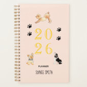 Schattigee waterverf honden Roze 2025 Planner (Voorkant)