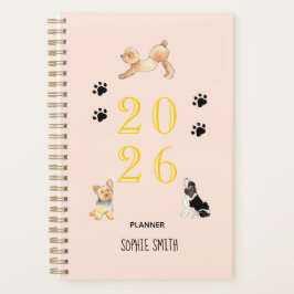 Schattigee waterverf honden Roze 2025 Planner
