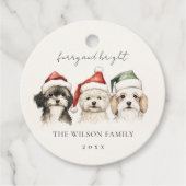 Schattigee Waterverf Hondenharige en Bright Christ Bedankjes Labels (Voorkant)