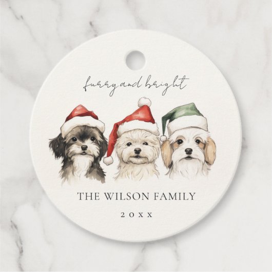 Schattigee Waterverf Hondenharige en Bright Christ Bedankjes Labels (Voorkant)