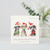 Schattigee Waterverf Hondenharige en Bright Christ Feestdagenkaart (Staand voorkant)