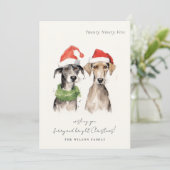 Schattigee Waterverf Hondenharige en Bright Christ Feestdagenkaart (Staand voorkant)