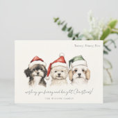 Schattigee Waterverf Hondenharige en Bright Christ Feestdagenkaart (Staand voorkant)