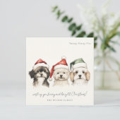 Schattigee Waterverf Hondenharige en Bright Christ Feestdagenkaart (Staand voorkant)