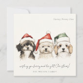 Schattigee Waterverf Hondenharige en Bright Christ Feestdagenkaart (Voorkant)