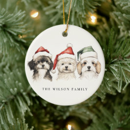 Schattigee Waterverf Hondenharige en Bright Christ Keramisch Ornament