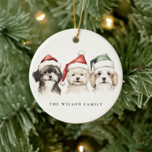 Schattigee Waterverf Hondenharige en Bright Christ Keramisch Ornament (Boom)