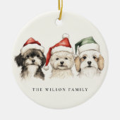 Schattigee Waterverf Hondenharige en Bright Christ Keramisch Ornament (Voorkant)