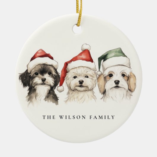 Schattigee Waterverf Hondenharige en Bright Christ Keramisch Ornament (Voorkant)