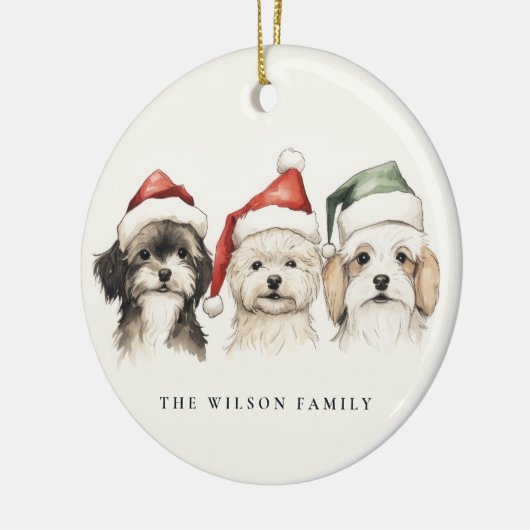 Schattigee Waterverf Hondenharige en Bright Christ Keramisch Ornament (Links)