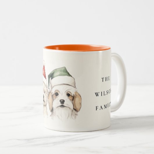 Schattigee Waterverf Hondenharige en Bright Christ Tweekleurige Koffiemok (Voorkant rechts)