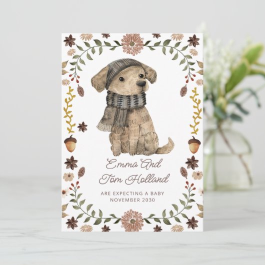 Schattigee Waterverf Hondenzwangerschap Aankondiging (Staand voorkant)