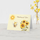 Schattigee Waterverf honingbij en zonnebloem Kaart (Gele Bloem)