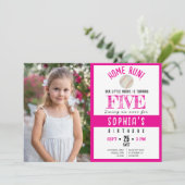 Schattigee Waterverf Honkbal Foto Meisje Verjaarda Kaart (Staand voorkant)