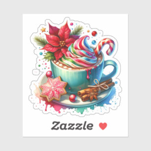 Schattigee Waterverf Hot Cocoa, Candy Canes Christ Sticker