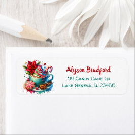 Schattigee Waterverf Hot Cocoa, Candy Canes en Coo Etiket