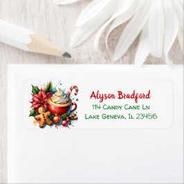 Schattigee Waterverf Hot Cocoa, Candy Canes en Coo Etiket