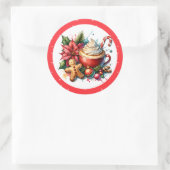 Schattigee Waterverf Hot Cocoa, Candy Canes en Coo Ronde Sticker (Tas)