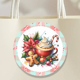 Schattigee Waterverf Hot Cocoa, Candy Canes en Coo Ronde Sticker