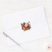 Schattigee Waterverf Hot Cocoa, Candy Canes en Coo Ronde Sticker (Envelop)