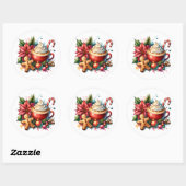 Schattigee Waterverf Hot Cocoa, Candy Canes en Coo Ronde Sticker (Vel)