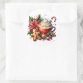 Schattigee Waterverf Hot Cocoa, Candy Canes en Coo Ronde Sticker (Tas)