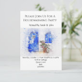 Schattigee Waterverf Housewarming Party Uitnodigin Kaart (Staand voorkant)