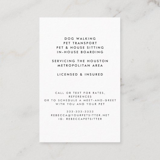 Schattigee Waterverf Huisdieren Kattenhuis Sitter  Visitekaartje (Achterkant)