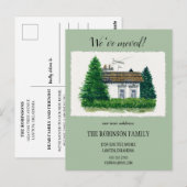 Schattigee Waterverf  huisje We hebben verhuisd re Briefkaart (Voorkant / Achterkant)