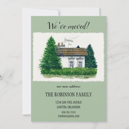Schattigee Waterverf huisje We hebben verhuisd re Kaart (Voorkant)