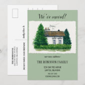 Schattigee Waterverf huisje We hebben verhuisd re Kaart (Voorkant / Achterkant)