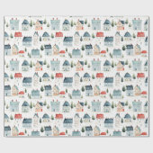 Schattigee Waterverf huizen patroon Cadeaupapier (Vlak)