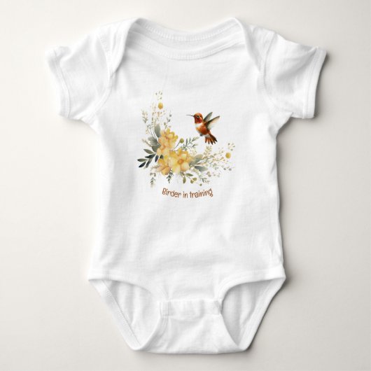 Schattigee Waterverf Hummingbird Fun Quote Birder Romper (Voorkant)