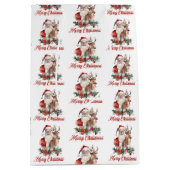 Schattigee waterverf illustratie bij Santa rendier Medium Cadeauzakje (Voorkant)