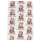 Schattigee waterverf illustratie bij Santa rendier Medium Cadeauzakje (Achterkant)
