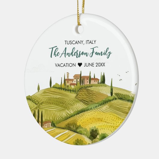 Schattigee Waterverf Illustratie van Toscane Itali Keramisch Ornament (Links)