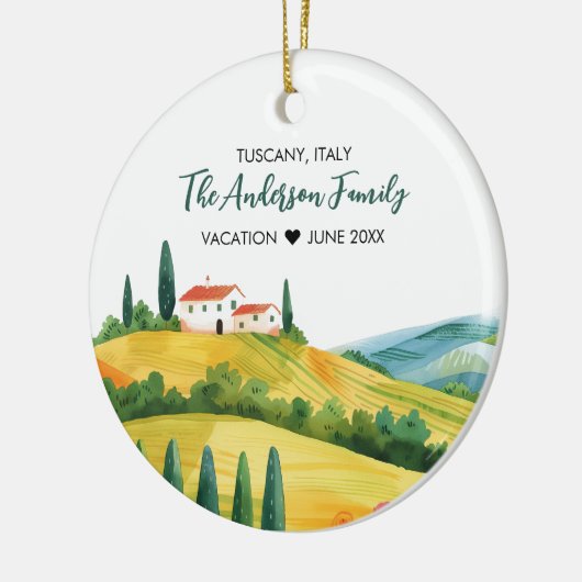 Schattigee Waterverf Illustratie van Toscane Itali Keramisch Ornament (Links)