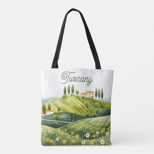 Schattigee Waterverf Illustratie van Toscane Itali Tote Bag (Achterkant)