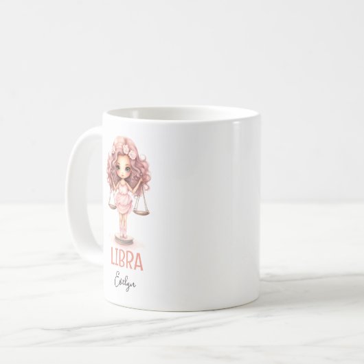 Schattigee Waterverf Illustratie van Weegschaal Zo Koffiemok (Voorkant links)