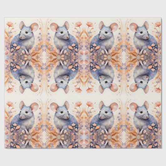 Schattigee waterverf-illustratie voor muizen cadeaupapier (Vlak)