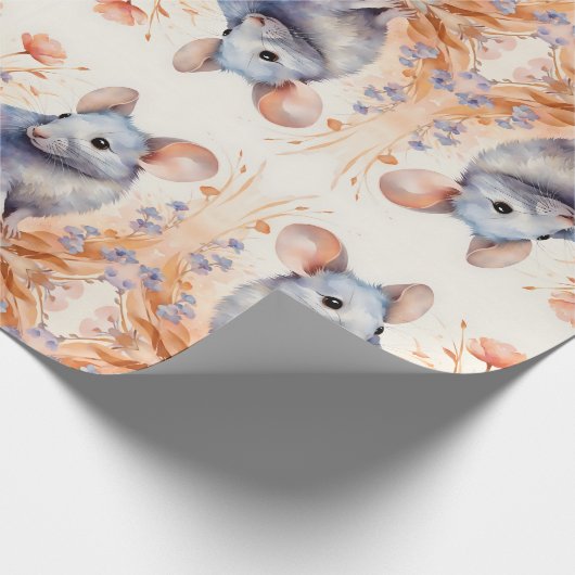 Schattigee waterverf-illustratie voor muizen cadeaupapier (Hoek)