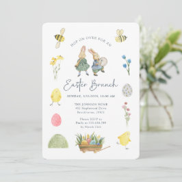 Schattigee Waterverf, illustratieve paasbrunch Kaart
