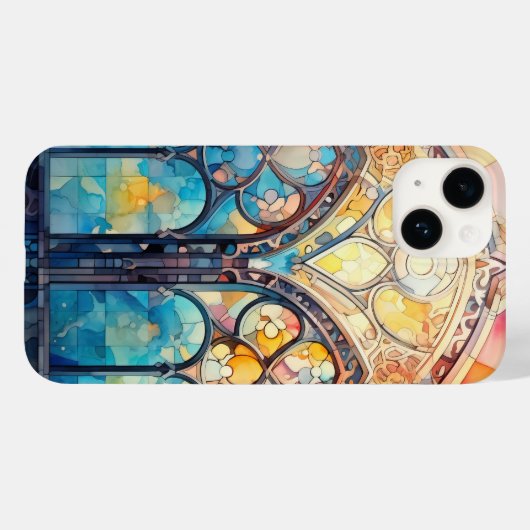 Schattigee waterverf in gebrandschilderd glas Case-Mate iPhone case (Achterkant (horizontaal))