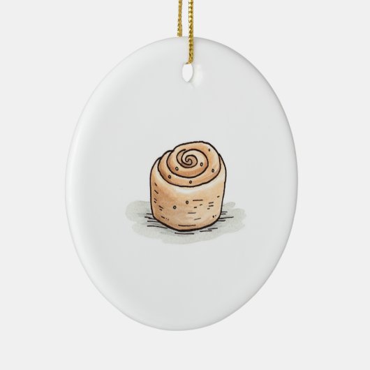 Schattigee Waterverf kaneelrol Keramisch Ornament (Rechts)