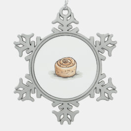 Schattigee Waterverf kaneelrol Tin Sneeuwvlok Ornament