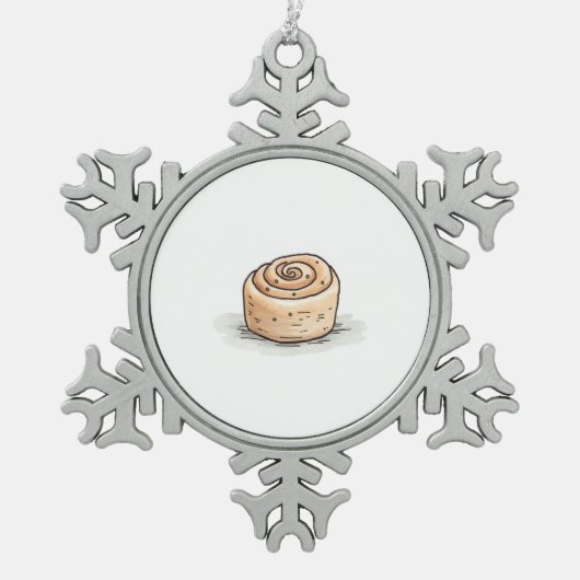 Schattigee Waterverf kaneelrol Tin Sneeuwvlok Ornament (Voorkant)