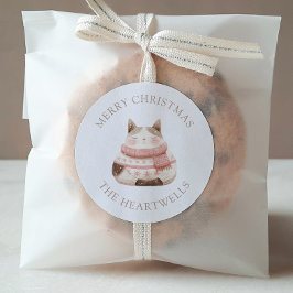 Schattigee Waterverf Kat Gepersonaliseerd Vrolijk  Ronde Sticker